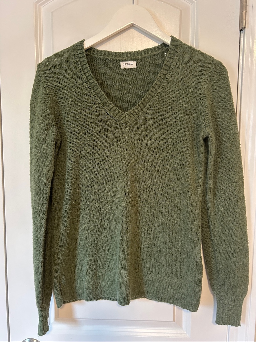 J Crew green cotton V-neck sweater S/M